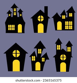 vector flat halloween haunted houses collection