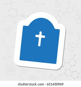 Vector flat halloween icon. Simple illustration. flat sticker Gravestone on white background 