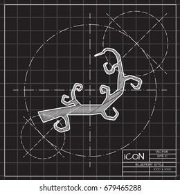 Vector flat halloween icon. Simple illustration. blueprint tree on engineer and architect background 