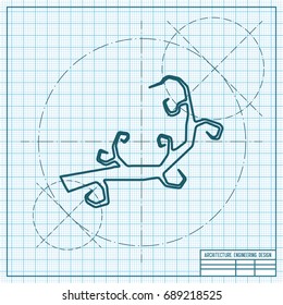 Vector flat halloween icon. Simple illustration. blueprint tree on engineer and architect background 