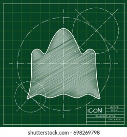 Vector flat halloween icon. Simple illustration. blueprint Ghost on engineer and architect background  