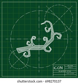 Vector flat halloween icon. Simple illustration. blueprint tree on engineer and architect background  