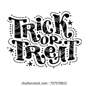 Vector flat halloween lettering quote design with doodle elements isolated on white background. Good for party flayer, leaflet, poster, invitation, placard or banner.