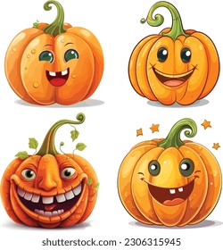 vector flat halloween pumpkins collection