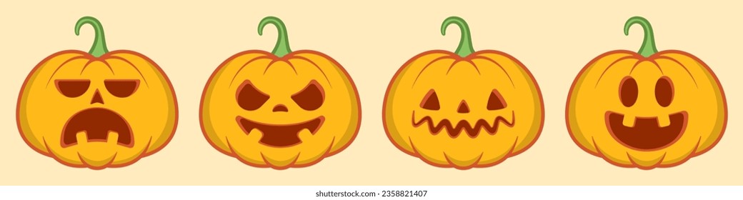 vector flat halloween pumpkins collection
