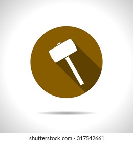 Vector flat hammer icon on color circle 