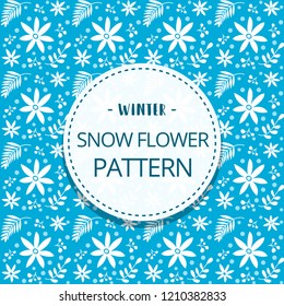 vector flat hand drawn abstract winter snowflakes and leaf cartoon repeatable pattern template