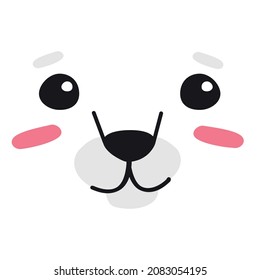 Vector flat hand drawn animal face isolated on white background