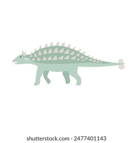 Vector flat hand drawn ankylosaur dinosaur isolated on white background