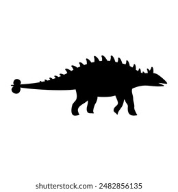 Vector flat hand drawn ankylosaur dinosaur silhouette isolated on white background