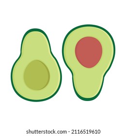 Vector flat hand drawn avocado isolated on white background