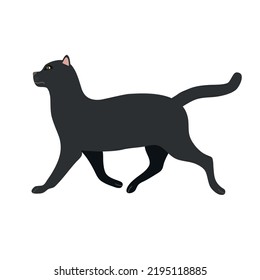 Vector Flat Hand Drawn Black Cat Stock Vector (Royalty Free) 2195118885 ...