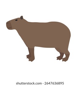 Capivara desenhada à mão plana do vetor isolada no fundo branco