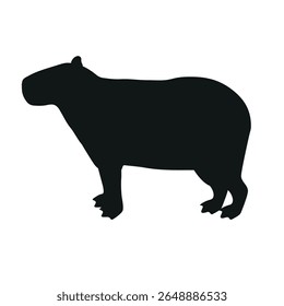 Silhueta de capibara desenhada à mão plana do vetor isolada no fundo branco