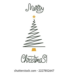 Diseño de árboles de navidad con diseño de vectores planos a mano. Árbol de Navidad aislado en fondo blanco