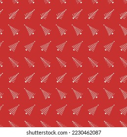 Vector flat hand drawn christmas seamless pattern with christmas trees