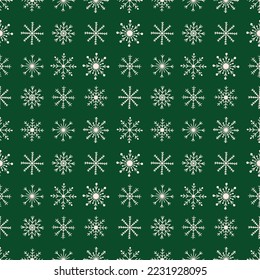 Vector flat hand drawn christmas seamless pattern with snowflakes