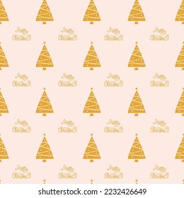 Vector flat hand drawn christmas seamless pattern with christmas trees