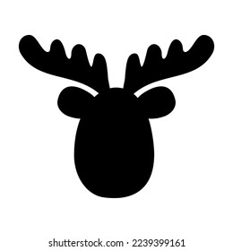 Vector flat hand drawn Christmas deer face silhouette isolated on white background