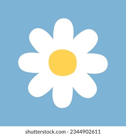 Vector flat hand drawn daisy chamomile flower isolated on white background