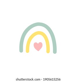 Vector flat hand drawn doodle rainbow isolated on white background
