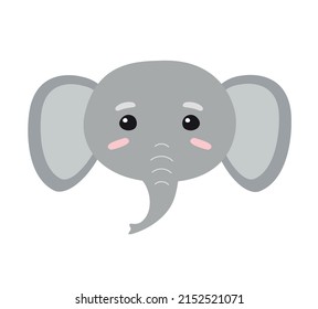 Vector Flat Hand Drawn Elephant Face Stock Vector (Royalty Free ...