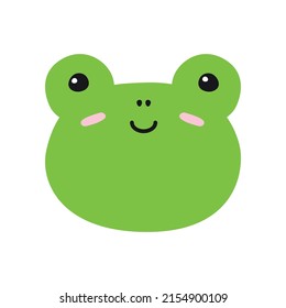 Vector flat hand drawn frog face head isolated on white background