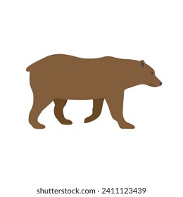 Vector flat hand drawn grizzly bear isolated on white background