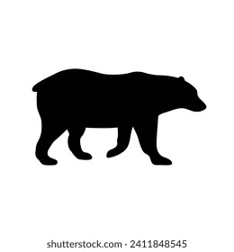 Vector flat hand drawn grizzly bear silhouette isolated on white background