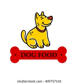 Vector flat hand drawn happy dog portrait. Puppy logo template. Animal icon. Pet store, barberry,  shop, clinic, center, food. Doggy illustration. Animal accessories.