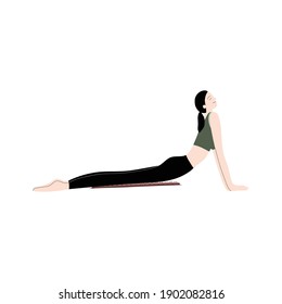 Vector flat hand drawn illustration of a woman lies on an applicator massage mat. Applicators for self-massage. Acupressure, acupuncture, healthy body, muscle relaxation