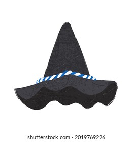 vector flat hand drawn illustration beer fest party hat. Traditional German felt hat.