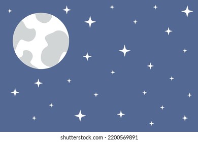 Vector flat hand drawn moon isolated on sky background