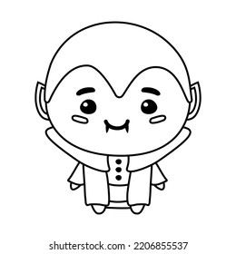 Vector flat hand drawn outline cute vampire isolated on white background