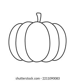 Vector flat hand drawn outline pumpkin isolated on white background