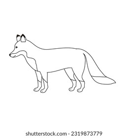 Vector flat hand drawn outline fox isolated on white background