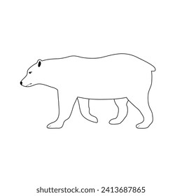 Vector flat hand drawn outline grizzly bear isolated on white background