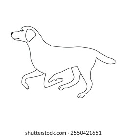 Vetor mão plana desenhado contorno cão labrador isolado no fundo branco