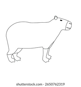 Vector flat hand drawn outline capybara isolated on white background