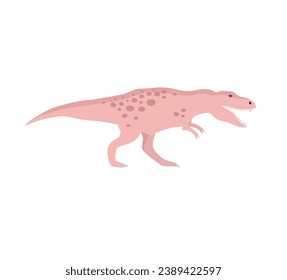 Vector flat hand drawn pink tyrannosaurus rex dinosaur isolated on white background