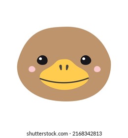 Vector de mano plana platypus pato cabeza aislada en fondo blanco