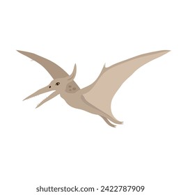 Vector flat hand drawn pterodactyl dinosaur isolated on white background