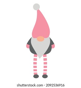 Vector flat hand drawn Scandinavian gnome isolated on white background