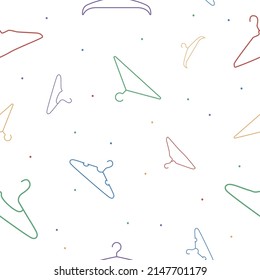 Vector flat hand drawn seamless pattern with hangers 