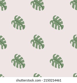 Vector flat hand drawn seamless pattern with houseplant