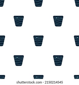Vector flat hand drawn seamless pattern with flowerpot