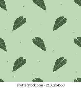 Vector flat hand drawn seamless pattern with houseplant