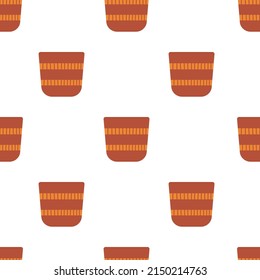 Vector flat hand drawn seamless pattern with flowerpot
