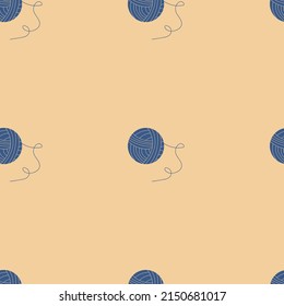 Vector flat hand drawn seamless pattern with yarn 