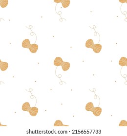 Vector flat hand drawn seamless pattern with yarn 